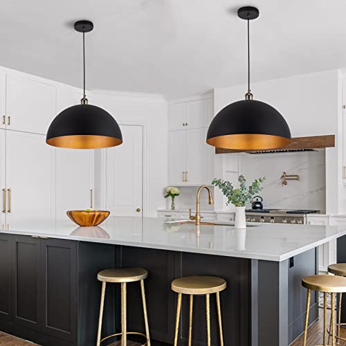 Modern Pendant Light,Farmhouse pendant light 17.72 "Farmhouse pendant light Industrial Large Dome Chandelier White and gold finish lighting fixture line length 78.74" Kitchen island, bedroom