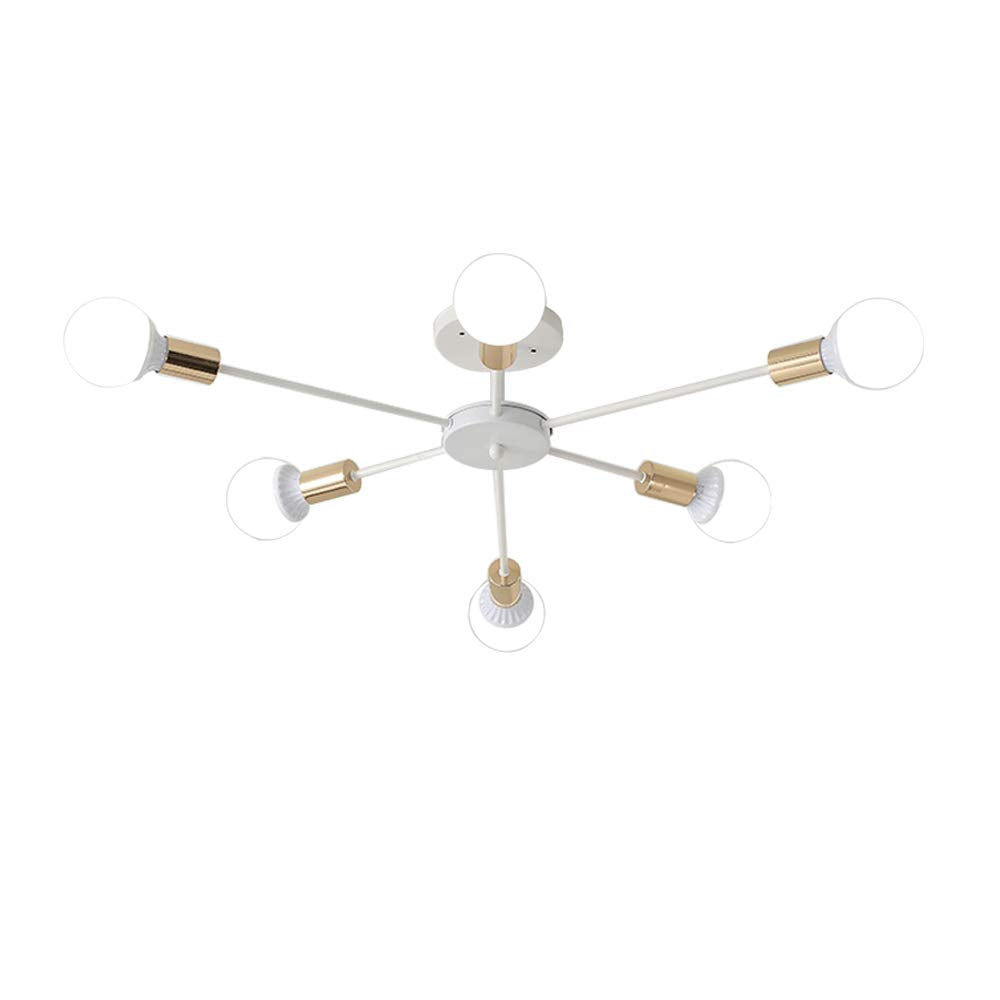 Lighting Mid Century Modern Flush Mount Ceiling Light White Gold Industrial Vintage Semi Flush Mount Close to Ceiling Light Farmhouse 6-Light Sputnik Chandelier Ceiling Lamp Flush Mount