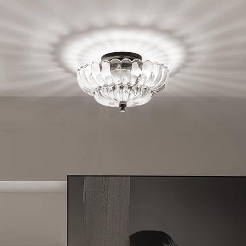 Ceiling Lights Semi Flush Mount Ceiling Light, Brown Glass Chandeliers, Black Base Modern Lighting, Light Fixture Suitable for Living Room Kitchen Bedroom Hallway... Bulb Not Included