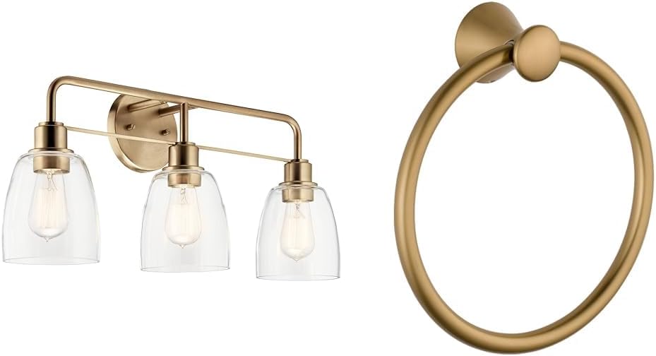 Kichler, Meller 24.25 Inch 3 Light Vanity Light with Clear Glass in Champagne Bronze, 55102CPZ