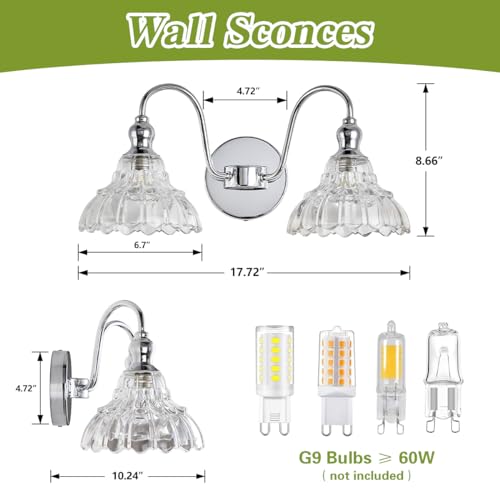 2-Pack Modern Wall Sconces Gold Bathroom Vanity Lighting Fixtures Beautiful Wall Light Set of Two for Bedroom Bathroom Hallway Living Room Decor