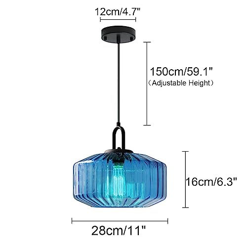 Glass Globe Pendant Light fixtures 1-Lights Black Mid Century Modern Pendant Lights with Amber Hand Blown Glass Shade Ceiling Hanging Lighting for Dining Room Table Kitchen Island