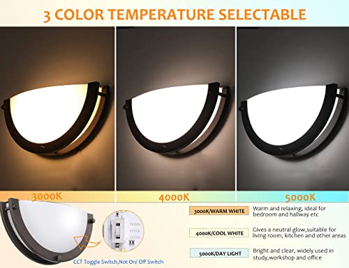 12 inch Wall Lamp,CRI90+15W 3000K/4000K/5000K Color Temperature Adjustable Dimmable Wall Sconce,LED Half Moon Wall Fixture, Oil Rubbed Bronze