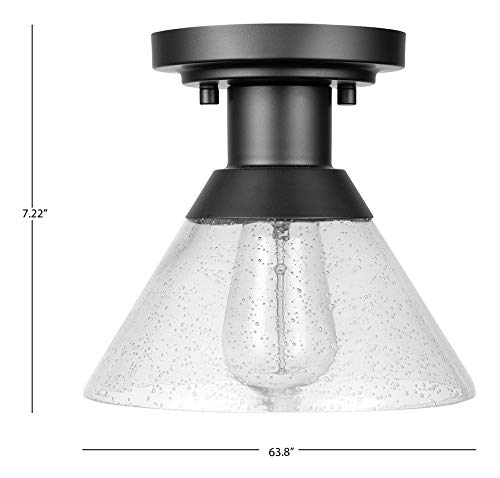 1-Light Outdoor/Indoor Semi-Flush Mount Ceiling Light, Oil Rubbed Bronze, Clear Seeded Glass Shade, Bulb Not Included