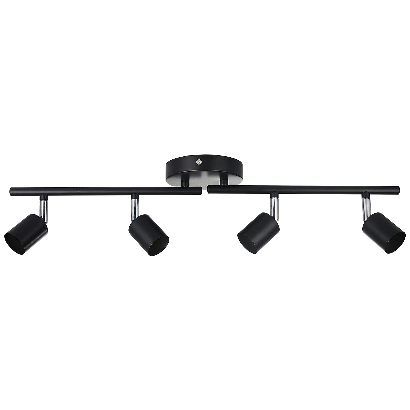 4 Light Head Adjustable LED Track Lighting Kit, Modern Linear Pendant Directional Ceiling Spotlight Fixture for Home Farmhouse Kitchen, 360 Rotatable, GU10 Bulbs Not Included, Matte Black