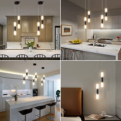 2-Light Modern Kitchen Island Dimmable LED Modern Black Gold Mini Pendant Light, Bedroom Bedside Table Black Small Pendant Light