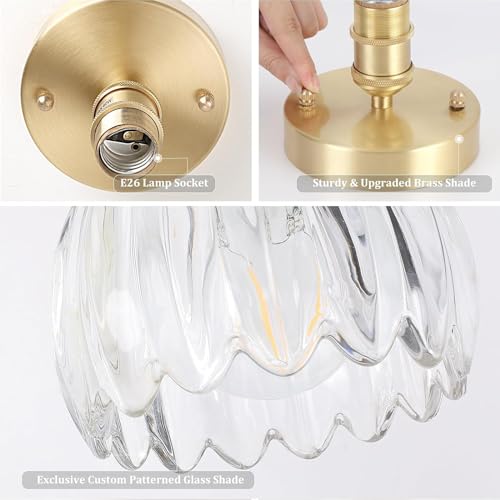 Semi Flush Mount Ceiling Light, Gold Hallway Vintage Lights Fixture Ceiling with Amber Peony Glass, Bulb Included, 4.72" Base Modern Ceiling Light Fixtures for Kitchen Bedroom