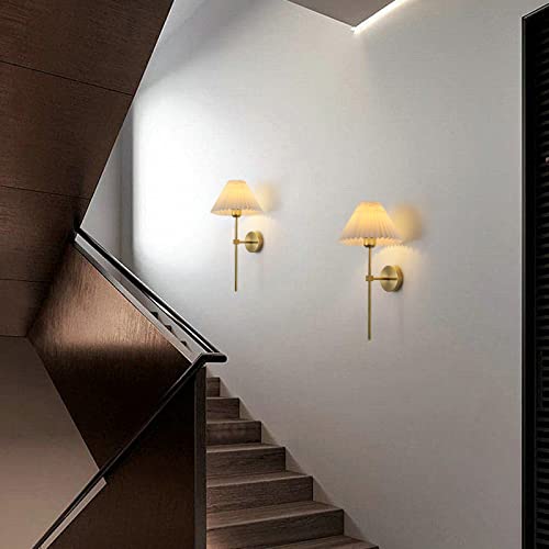 Wall Sconces Sets of 2 White Fabric lampshade Matte Black Wall Lamp Column Bracket Wall Lighting Bathroom Dresser Hardwired lamp Applicable to Living Room Bedroom Dining Room