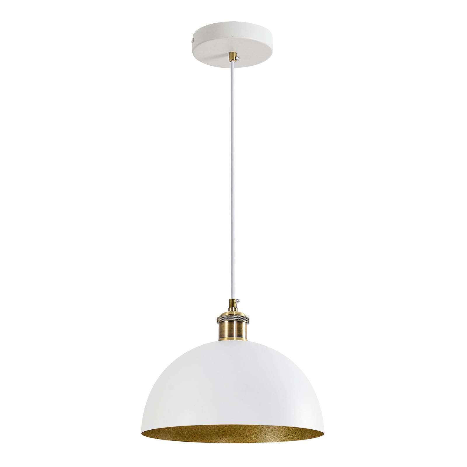 Modern Pendant Light,Farmhouse pendant light 17.72 "Farmhouse pendant light Industrial Large Dome Chandelier White and gold finish lighting fixture line length 78.74" Kitchen island, bedroom