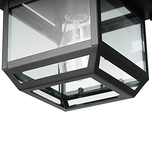 1-Light Outdoor/Indoor Semi-Flush Mount Ceiling Light, Oil Rubbed Bronze, Clear Seeded Glass Shade, Bulb Not Included