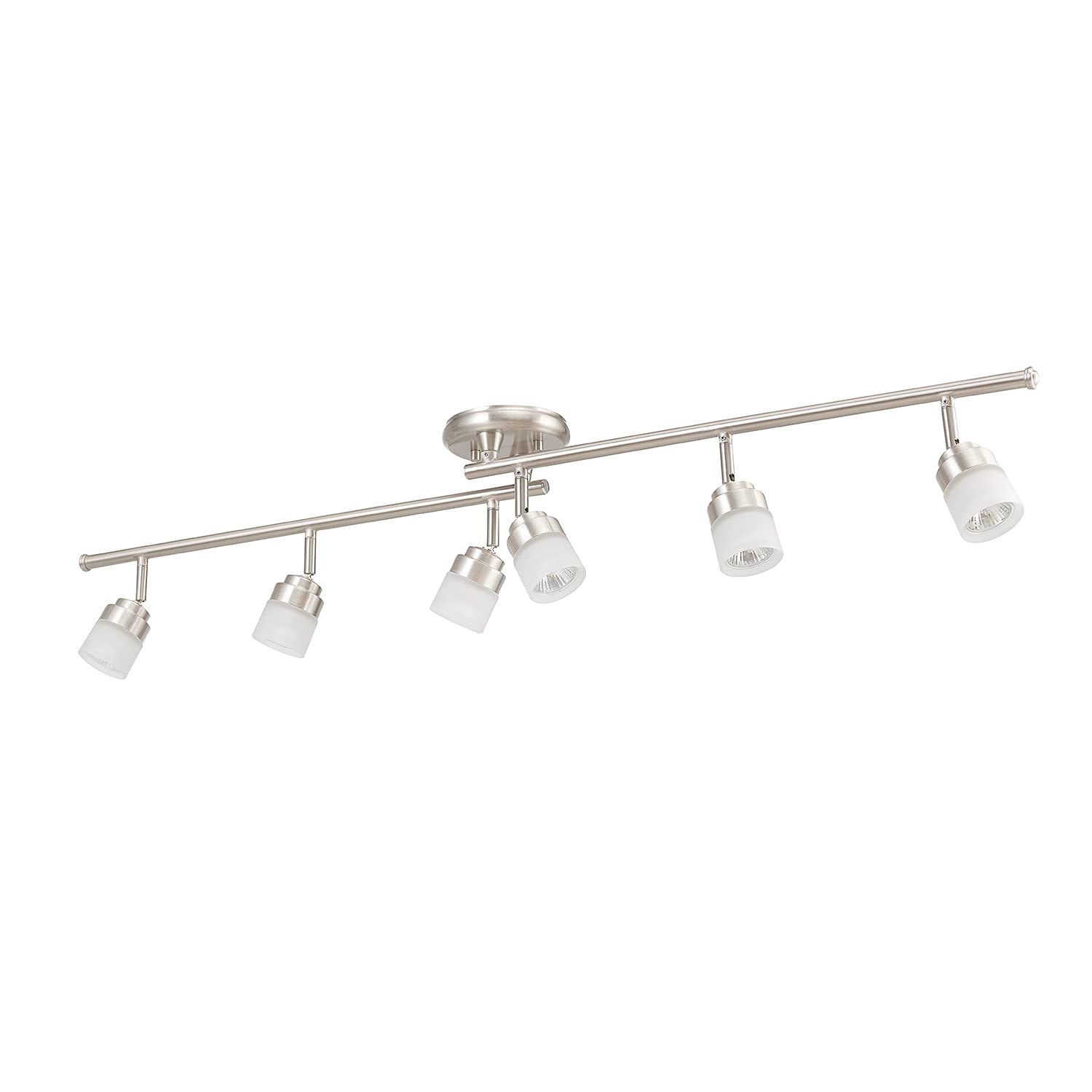 6-Light Foldable LED Integrated Track Lighting, Matte Black, Center Swivel Bars, 2400 Lumen