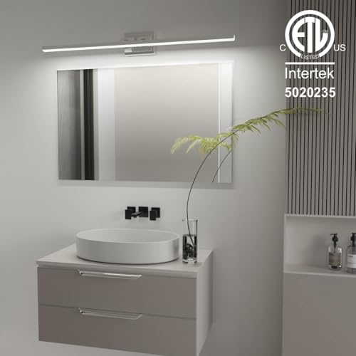 Modern Bathroom Vanity Light 24 inch, Rotatable, 14W Dimmable 5CCT Led Bathroom Light Fixture Over Mirror, Black Bar Vanity Light for Bathroom Mirror Restroom-ETL Certificated