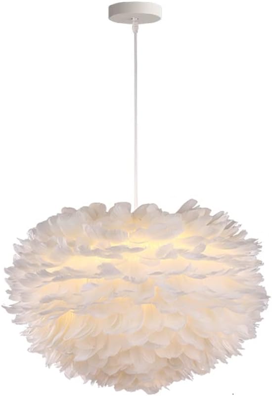 White Feather Chandelier Beautiful Pendant Light for Bedroom,Living Room,Girls Room