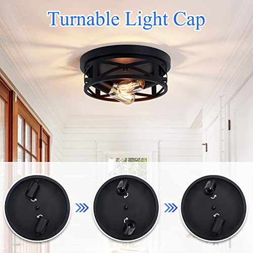 Flush Mount Ceiling Light Fixture,3-Light Ceiling Light Fixture for Hallway, Black Hallway Light Fixtures Ceiling,Light Fixtures Ceiling Mount for Kitchen,Farmhouse,Hall (1 Pack) (13.1inch)