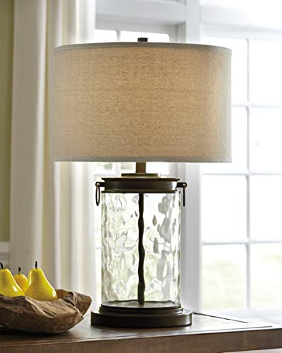 Modern 25.25" Glass Table Lamp with Hardback Shade, Clear