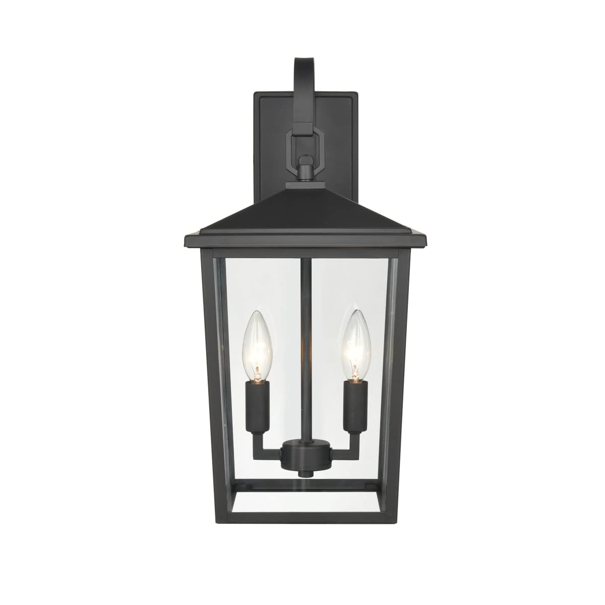 Three Light Outdoor Steel Pendant Lantern, Anti-Rust Powder Coat Black, Wet Rated, Clear Glass Shade, Perfect for Corridors, Gardens, Courtyards, Doorways, Back Yards, Patios