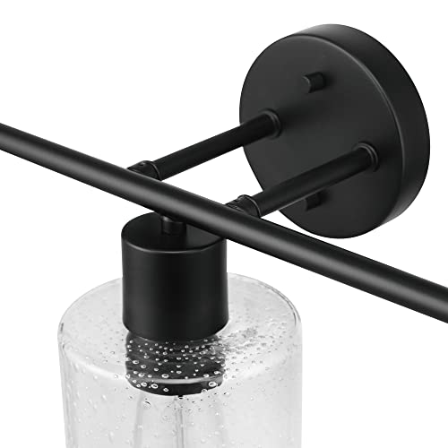 Globe Electric 51710 Bathroom Accessory Set, Matte Black, 3-Light Vanity Light, Towel Bar, Towel Ring, Robe Hook, Toilet Paper Holder, Bathroom Lights Over Mirror, Home Décor, Brooklyn, 5-Piece