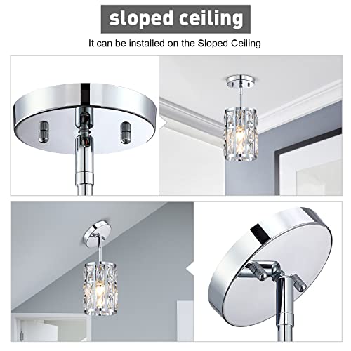 MEXO Farmhouse Crystal Round Semi Flush Mount Close to Ceiling Light Fixture, Drum Shade 3LT Ceiling Lamp for Kitchen Island Dinning Room Bedroom, Hallway Black Finish