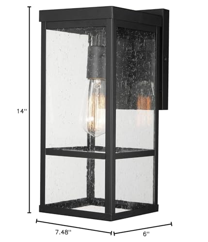 1-Light Outdoor Indoor Wall Sconce, Matte Black, Clear Glass Shade 16