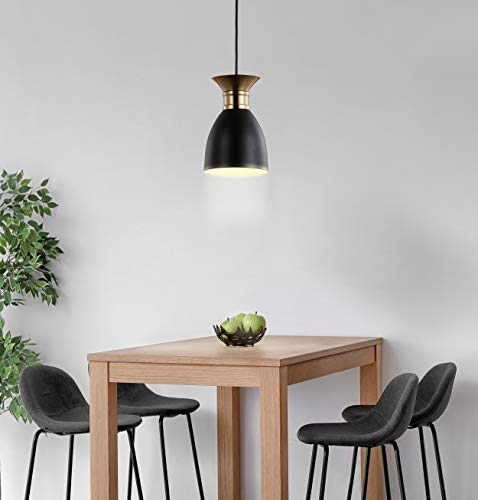 Linear 3-Light Metal LED Pendant Contemporary Dimmable Dining Room Living Room Kitchen Foyer Bedroom Hallway, Black/Brass Gold