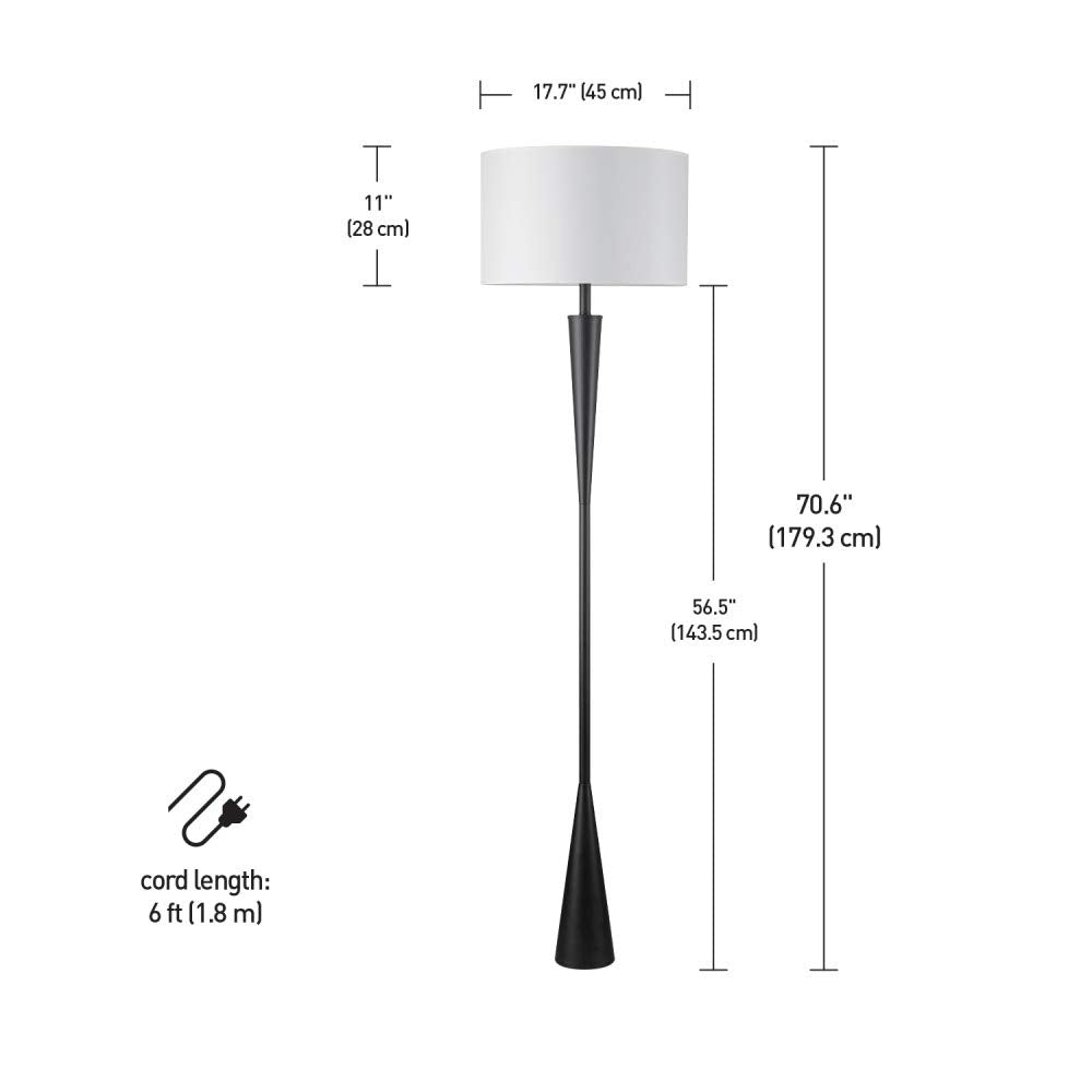 Globe Electric Novogratz x 67225 65" Floor Lamp, 2-Tone Wood Toned Base, White Fabric Shade, Socket Rotary Switch, Living Room Décor, Reading Light, Home Essentials, Bedroom, Office Accessories