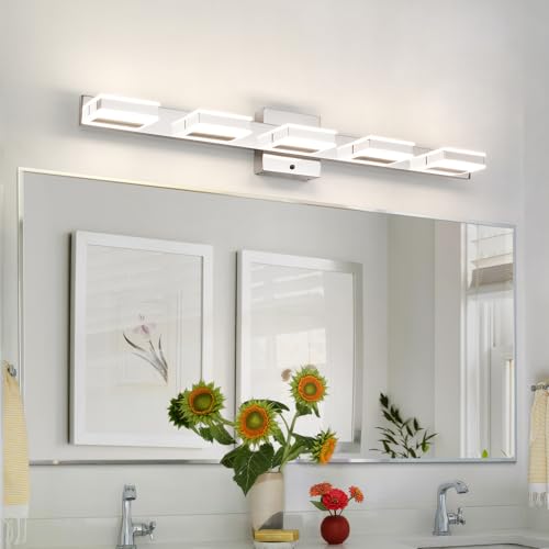 24" Brushed Nickel Vanity Lights for Bathroom 4 Light Vanity Lighting Fixtures for Mirror 3 CCT Adjustable LED Vanity Light