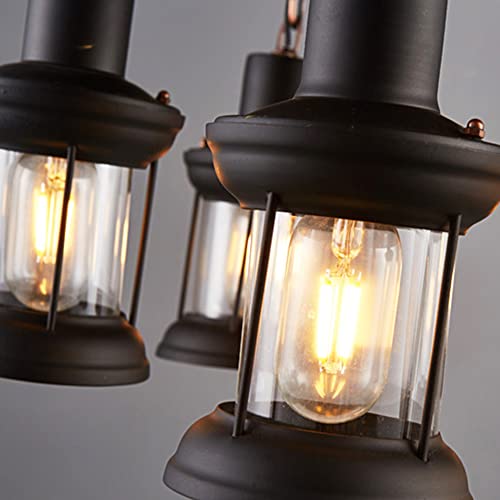 8 Lights Industrial Retro Wooden Chandelier Pendant Light Island Hanging Ceiling Fixture Vintage Farmhouse Wood Light Adjustable Chain for Home Cafe Bar Restaurant (39.4")