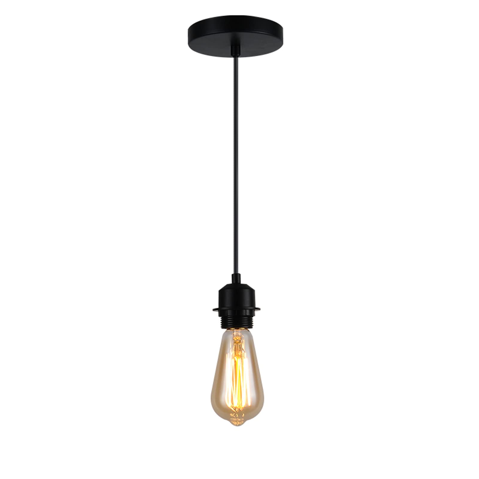 Industrial Mini Pendant Light Kit, E26 Vintage Style Black Cord Hanging Light Fixture,be Applicable Overhead Lamps for Farmhouse Bedroom Home Ceiling Chandelier Decors (Black)