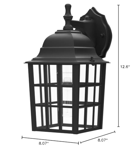 2-Pack Outdoor Wall Lantern, Exterior Light Fixtures Wall Mount with Photocell Sensor, Black Wall Light Waterproof, Waterfall Glass Outside Wall Sconce for Porch House Garage