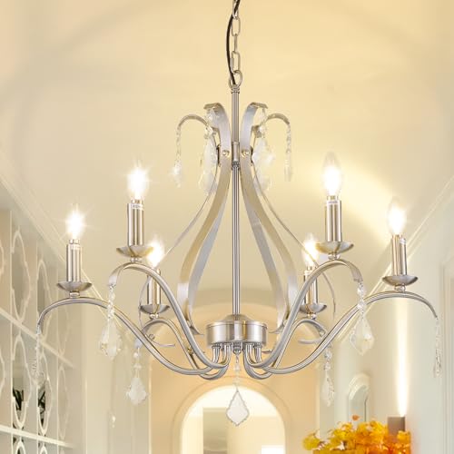 Gold Chandelier Light Fixtures Farmhouse: Modern Chandeliers for Dining Room, 8-Light Gold Crystal Chandelier, Foyer Chandeliers for High Ceilings, for Entryway,kitchen,Bedroom,Living Room,Staircase