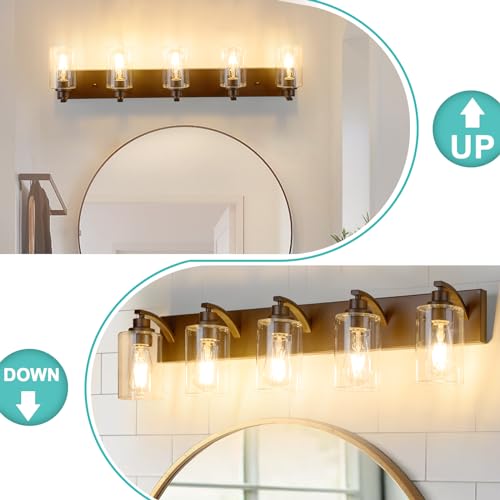 2-Light Bathroom Light Fixtures Modern Chrome Vanity Lights for Bathroom Lighting fixtures Over Mirror with Clear Glass Shade for Cabinet Mirror Bedroom Hallway