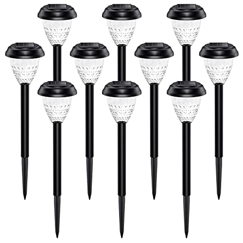 Super Bright Solar Lights, Waterproof 10 Pack, Dusk to Dawn Up to 12 Hrs Solar Powered Outdoor Pathway Garden Lights Auto On/Off, LED Landscape Lighting Decorative for Walkway Patio Yard