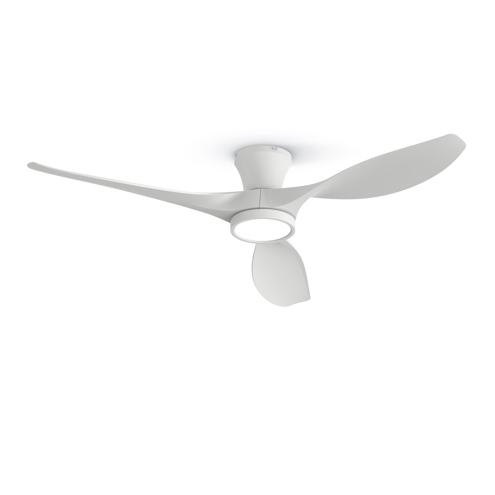 52 inch Ceiling Fans with Lights Remote Control, Modern Low Profile Ceiling Fan with Quiet Reversible DC Motor for Bedroom Living Room and Patio White