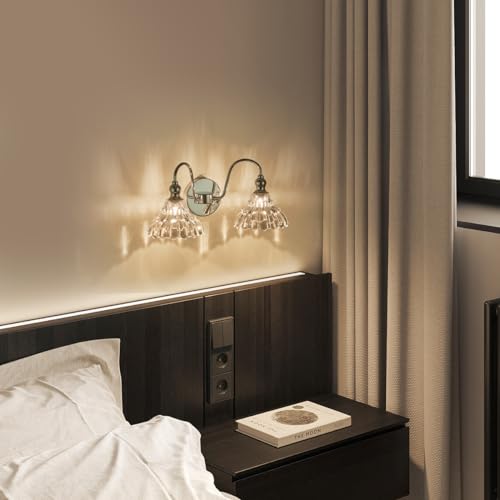 2-Pack Modern Wall Sconces Gold Bathroom Vanity Lighting Fixtures Beautiful Wall Light Set of Two for Bedroom Bathroom Hallway Living Room Decor