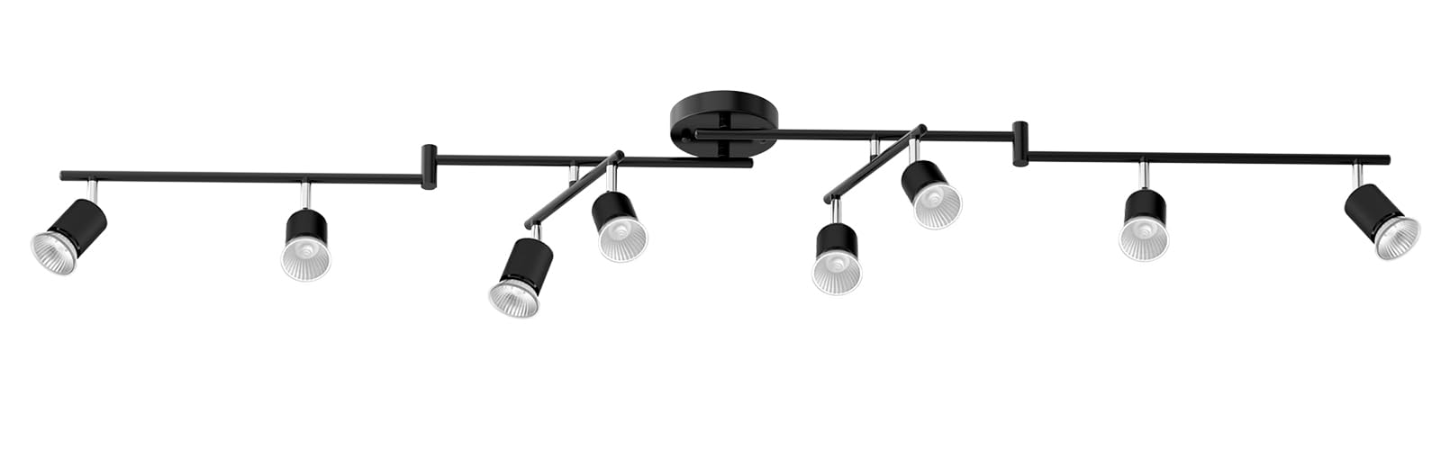 6-Light LED Track Lighting Kit, Ceiling Spotlight with Flexibly Rotatable Light Head, Modern Track Lighting fixtures for Kitchen, Bedroom, Living Room (GU10, Bulbs Not Included)