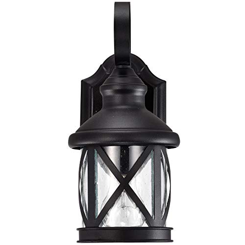 Oil Rubbed Bronze Exterior Wall Light Fixture, Outdoor Wall Lantern with Clear Water Glass, Outside Light for House Entryway Porch