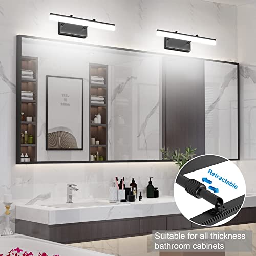 31.5 inch Modern Black Vanity Light Adjustable Bathroom Light Fixtures Over Mirror Rotatable Vanity Lighting 5500K