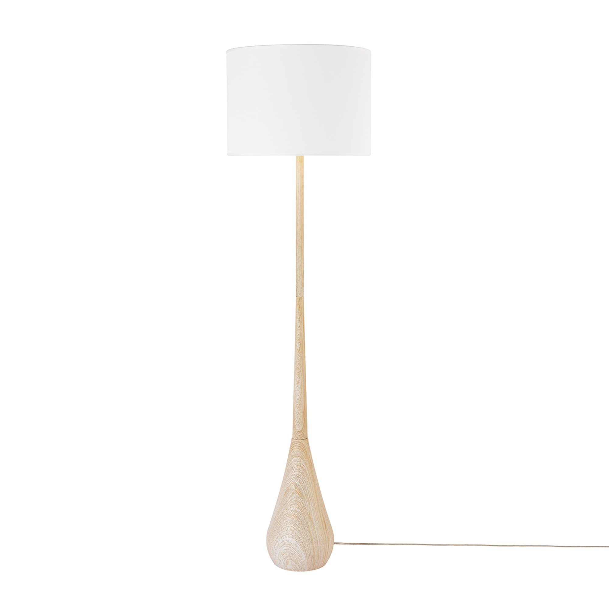 65" Floor Lamp, Faux Wood, Cotton Shade