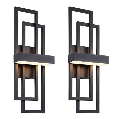 Black LED Wall Sconce, 20" Modern Exterior Light Fixture Outdoor Wall Light, 1000LM Dual Rectangle Wall Sconces Indoor Wall Mount Light Wall Lamps for Bedroom