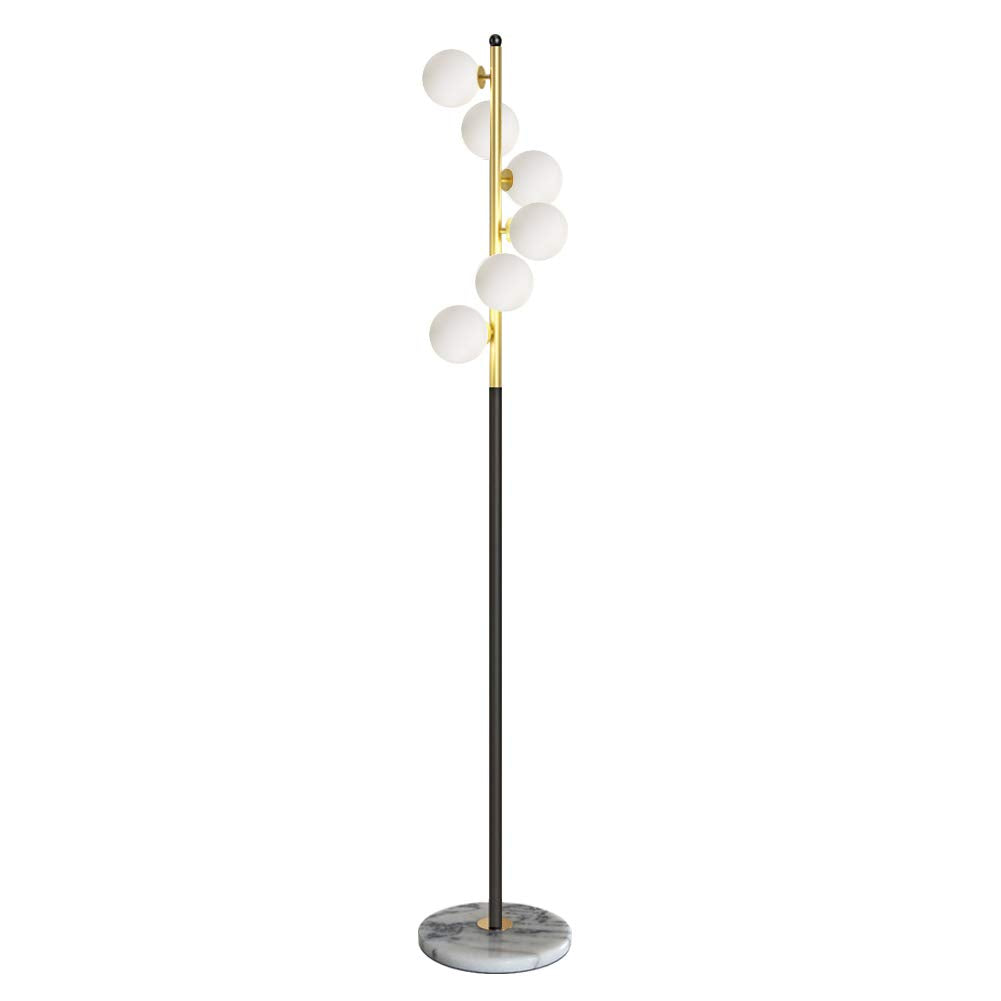 White Glass Shade and Marble Base Elegant Modern Creative Floor Lamp for Living Room,Bedroom,Office,6 Lights