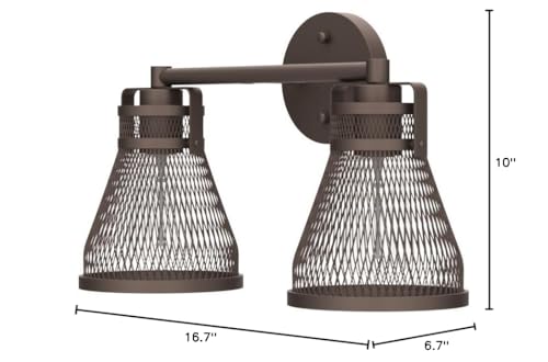 27" Wide 3-Light Oil-Rubbed Bronze Wall Sconce, Metal Mesh Shade Bathroom Vanity Light, Bulb Not Included, IN-0441-3-BZ