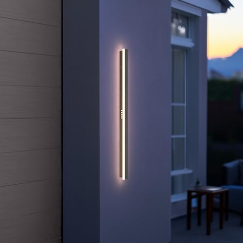 - 24 Inches Modern Outdoor Light Fixture - Rectangular Exterior Light Fixture - 19W 3000K - IP65 Anti Rust - Gold