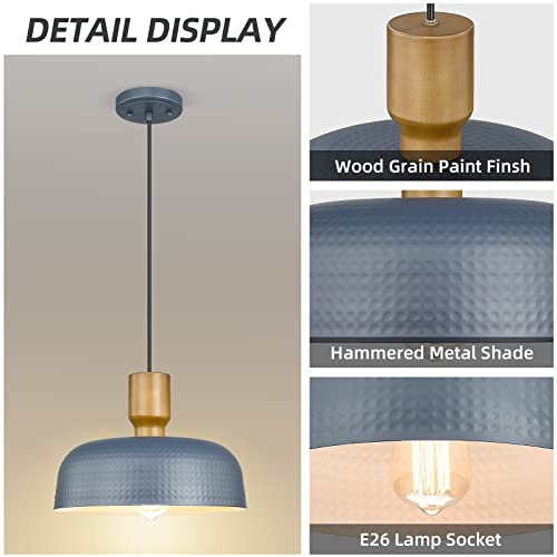 Pendant Light Fixtures Ceiling Hanging with Hammered Metal Shade, Modern Pendant Light for Kitchen Island Lighting Hanging Lamp Adjustable Height, Medium