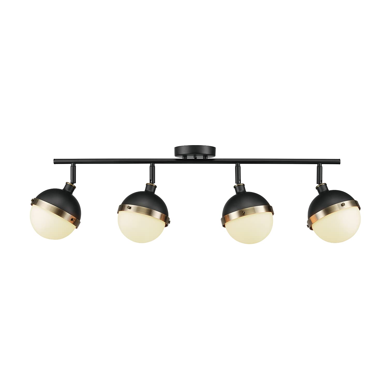 3-Light Track Lighting, Matte Brass, Matte White Shades, Track Ceiling Light, Track Lighting Kit, Vintage, Ceiling Light Fixture, Home Décor, Kitchen, Bulb Not Included