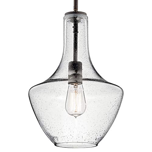 19.75" Kitchen Bell Pendant in Olde Bronze®, 1-Light Clear Glass Pendant Light, (19.75" H x 13.75" W), 42046OZ