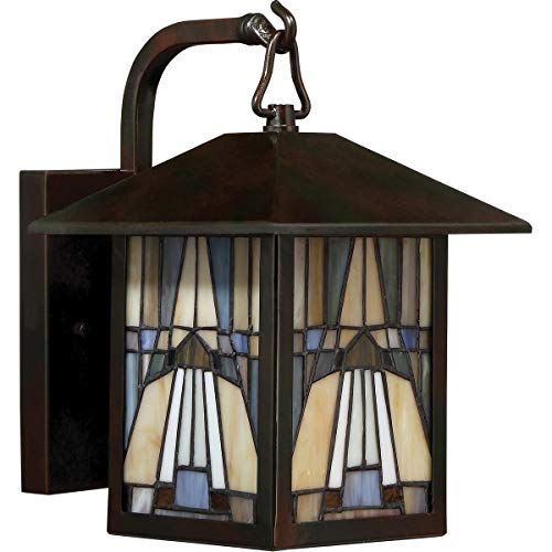 Classic Geometric Handcrafted Mission Outdoor Wall Sconce, 1-Light 100 Watt, 11" H x 7" W, Valiant Bronze