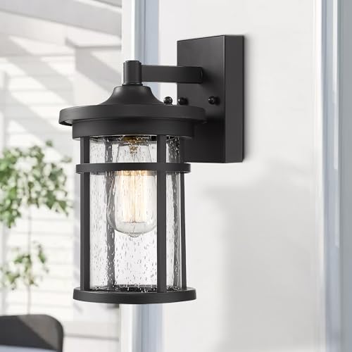 Outdoor Wall Sconces, Exterior Wall Lantern, Outdoor Wall Lighting Fixture, Outdoor Wall Mounted Lights, Outdoor Wall Lights for Patio, Porch, Garden,Balcony (Black, 12" H)