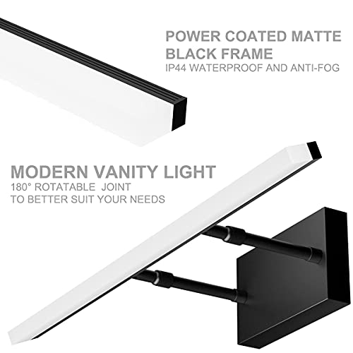 31.5 inch Modern Black Vanity Light Adjustable Bathroom Light Fixtures Over Mirror Rotatable Vanity Lighting 5500K