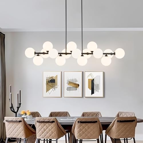 Modern Chandelier Large Chandelier 16-Light Dining Room Light Fixture Chandeliers for Dining Room Island Lights for Kitchen White Pendant Lights Kitchen Island Lighting Sputnik Light Fixture 55in