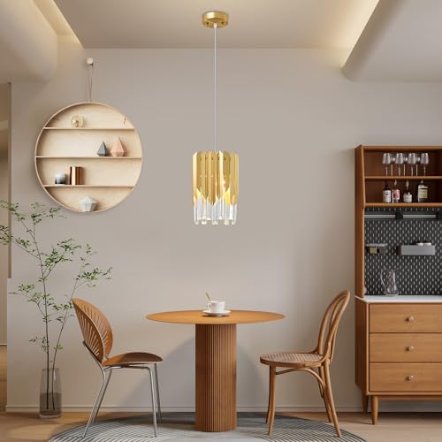 Modern Crystal Gold Pendant Light Fixtures for Kitchen Island Luxury Gold Chandelier Perfect for Dining Room, Bedroom, Kitchen, Living Room